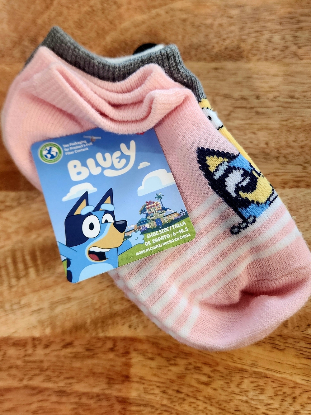 Bluey Pink Kids Ankle Socks 6 Pack